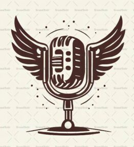 Retro Mikrofon mit Flügeln